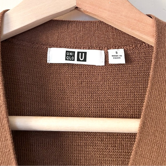 Uniqlo‎ U Wool Blend Cardigan Sweater Chestnut Brown S Quiet Luxury Basics - Picture 4 of 5